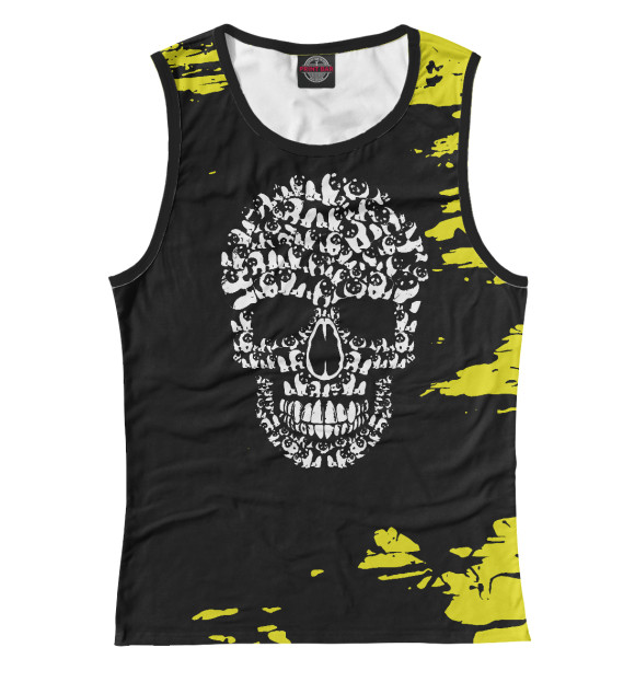 Майка для девочки с изображением Halloween Panda Bear Skull цвета Белый