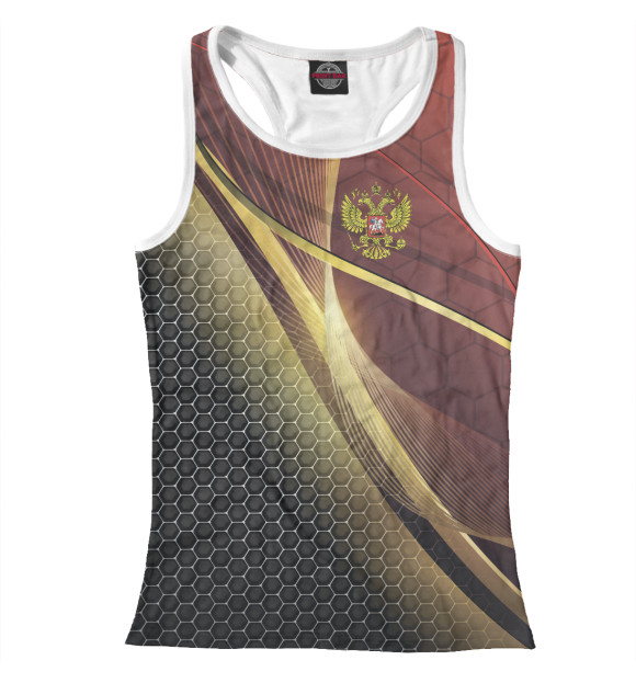 Женская майка-борцовка с изображением Russia Sport: Red and Black цвета Белый