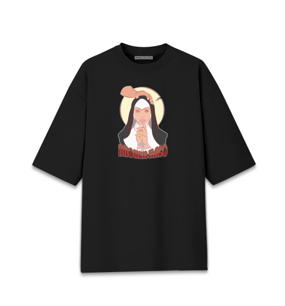 Мужская футболка оверсайз с притом Broken Halo цвета Черный Мужская футболка оверсайз с изображением Broken Halo цвета Черный