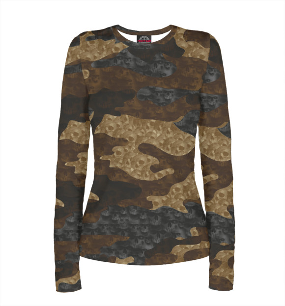 Женский лонгслив с изображением Милитари цвета Белый