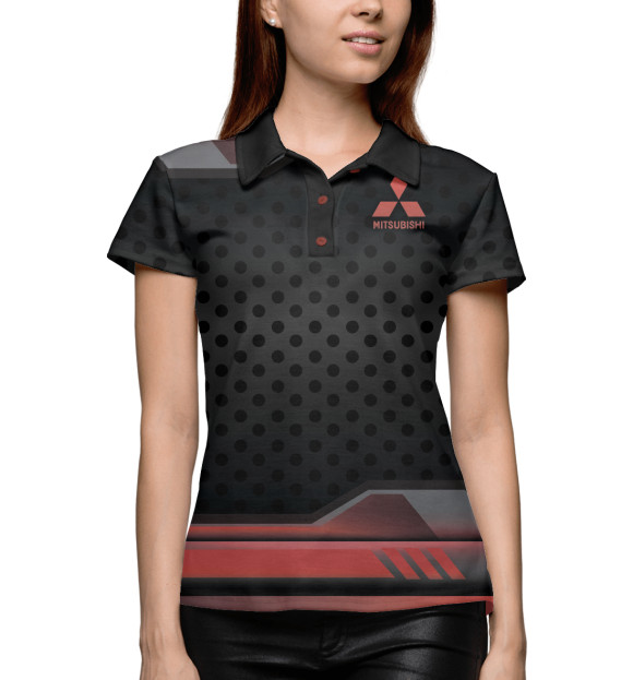Женское поло с изображением Mitsubishi цвета Белый