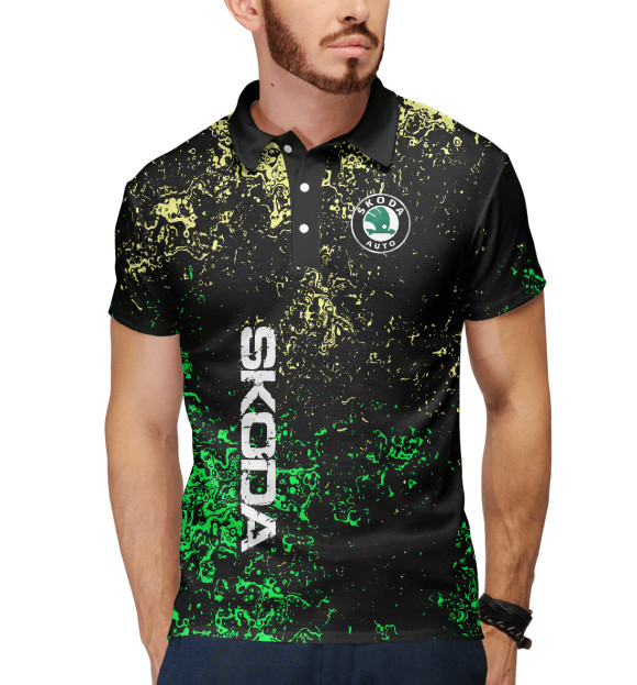 Мужское поло с изображением Skoda | Шкода цвета Белый