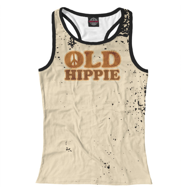 Женская майка-борцовка с изображением Old Hippie Peace Sign цвета Белый