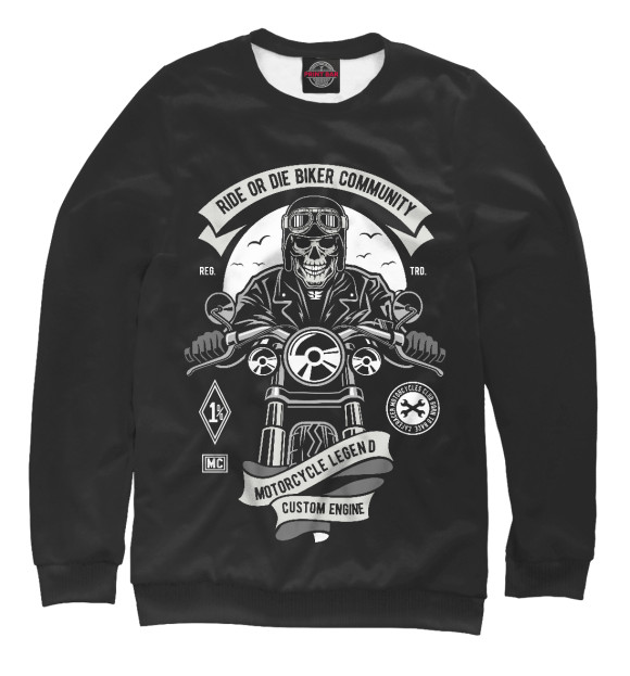 Женский свитшот с изображением Ride or die biker club цвета Белый