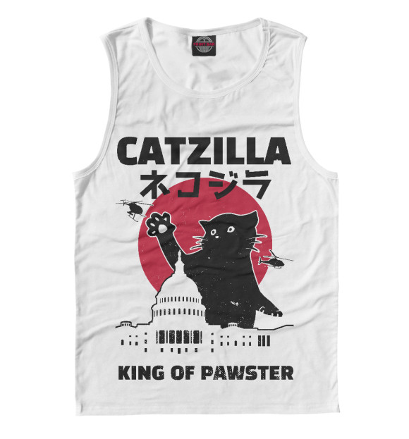 Майка для мальчика с изображением Котзилла цвета Белый