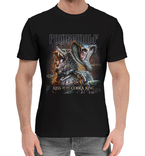 Мужская хлопковая футболка с изображением Powerwolf цвета Черный