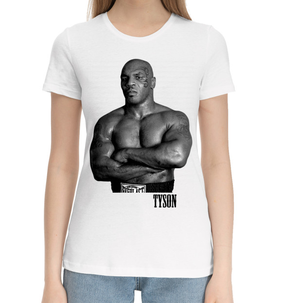 Женская хлопковая футболка с изображением Tyson цвета Белый