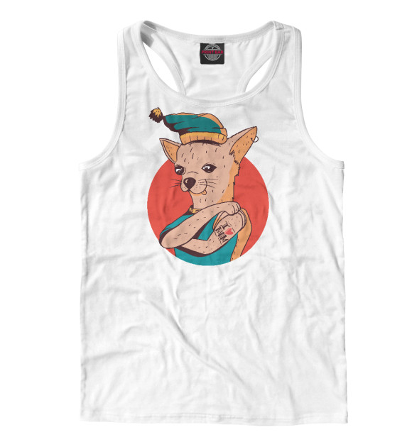 Мужская майка-борцовка с изображением Чихуахуа с татуировкой цвета Белый