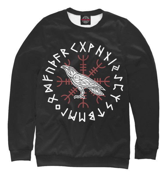 Женский свитшот с изображением Raven And Runes цвета Белый