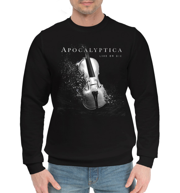 Мужской хлопковый свитшот с изображением Apocalyptica цвета Черный