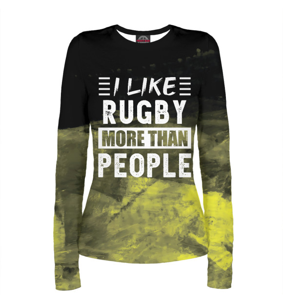 Женский лонгслив с изображением I like Rugby more than Peop цвета Белый