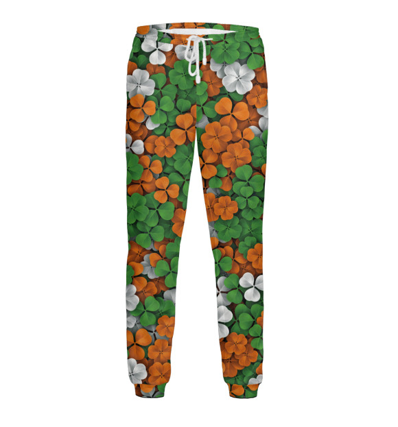 Мужские спортивные штаны с притом Ирландский клевер цвета Белый Мужские спортивные штаны с изображением Ирландский клевер цвета Белый