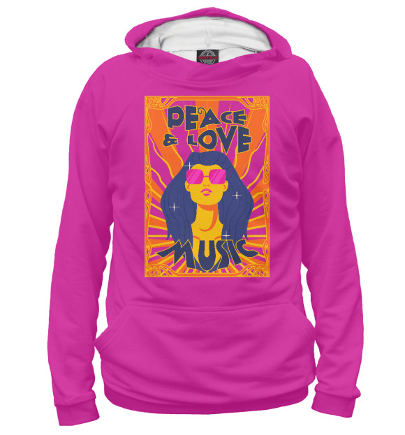 Мужское худи с изображением Peace adn love цвета Белый