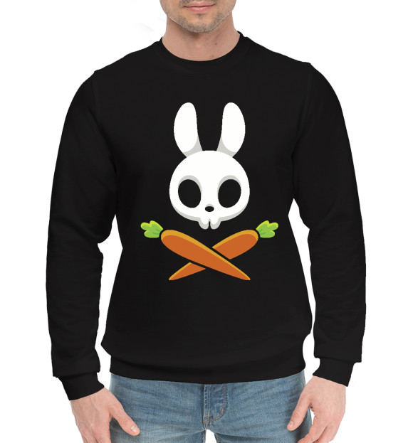 Мужской хлопковый свитшот с изображением Череп кролика цвета Черный