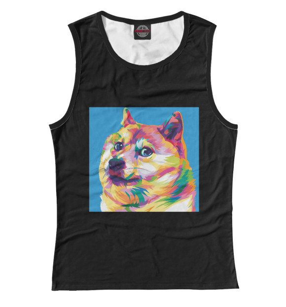 Майка для девочки с изображением Doge Color цвета Белый