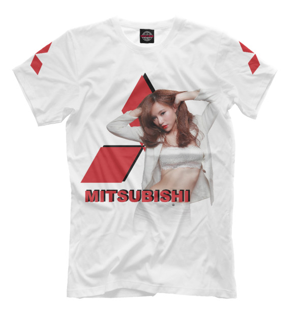 Мужская футболка с изображением Mitsubishi и девушка цвета Белый