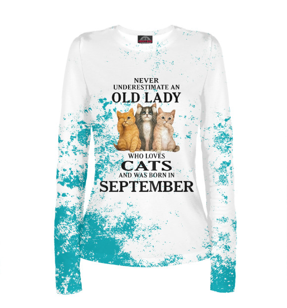 Женский лонгслив с изображением Lady loves cats цвета Белый