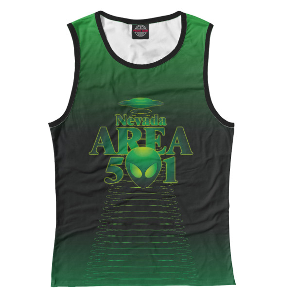 Майка для девочки с притом Зона 51 цвета Белый Майка для девочки с изображением Зона 51 цвета Белый