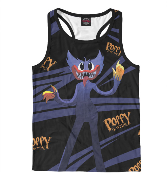 Мужская майка-борцовка с притом Poppy Playtime цвета Белый Мужская майка-борцовка с изображением Poppy Playtime цвета Белый