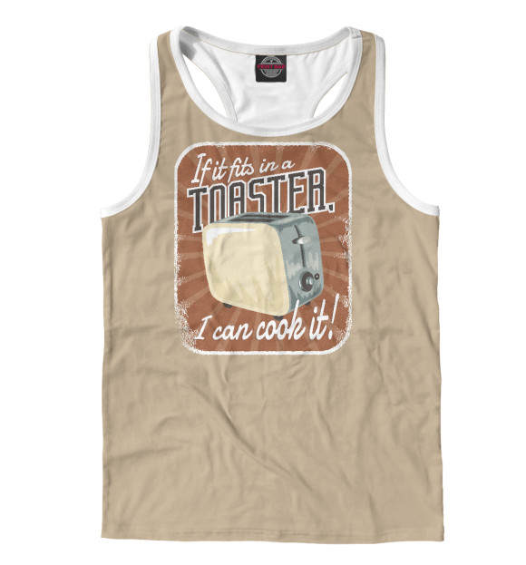 Мужская майка-борцовка с изображением Винтажный тостер цвета Белый