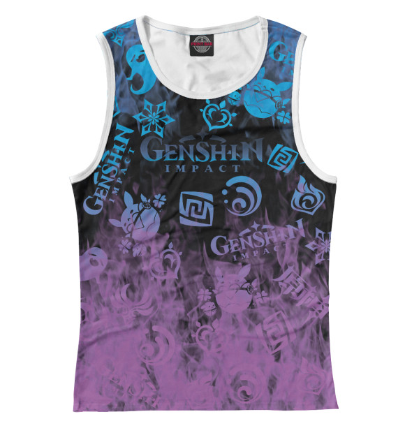 Майка для девочки с притом Genshin Impact цвета Белый Майка для девочки с изображением Genshin Impact цвета Белый