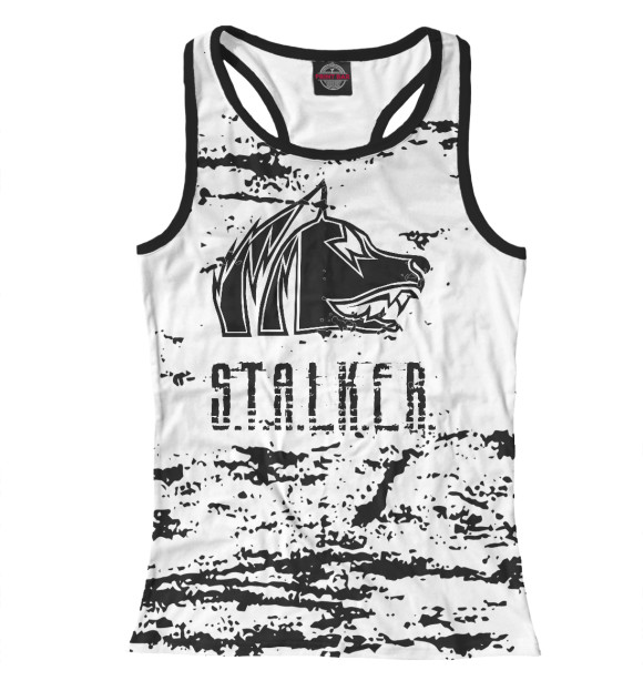 Женская майка-борцовка с притом S.T.A.L.K.E.R. цвета Белый Женская майка-борцовка с изображением S.T.A.L.K.E.R. цвета Белый