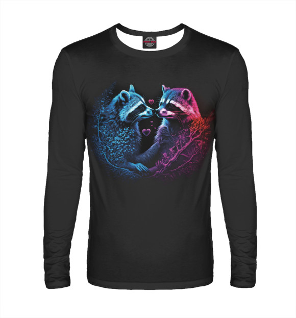 Мужской лонгслив с изображением Влюбленные еноты цвета Белый