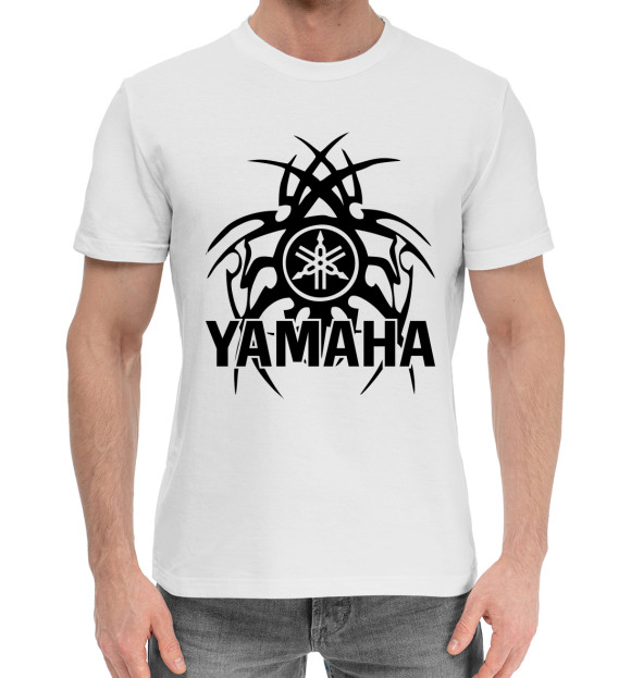 Мужская хлопковая футболка с изображением Yamaha цвета Белый