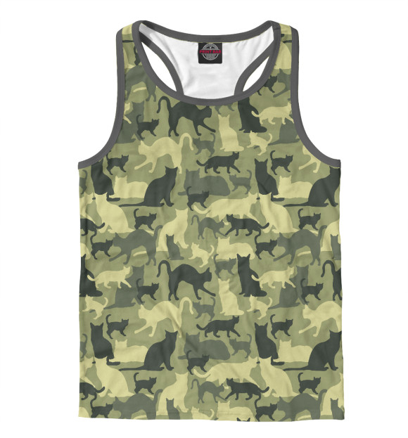 Мужская майка-борцовка с изображением Кошечки цвета Белый