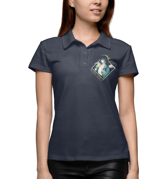 Женское поло с изображением Венти. Геншин импакт цвета Белый