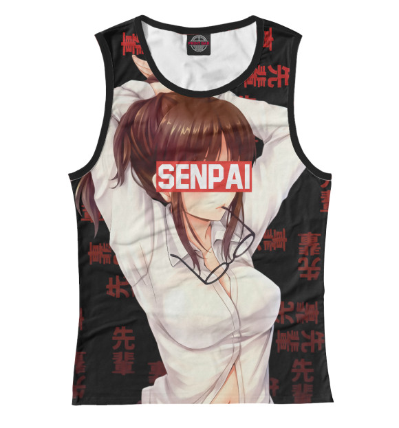 Майка для девочки с притом Senpai цвета Белый Майка для девочки с изображением Senpai цвета Белый