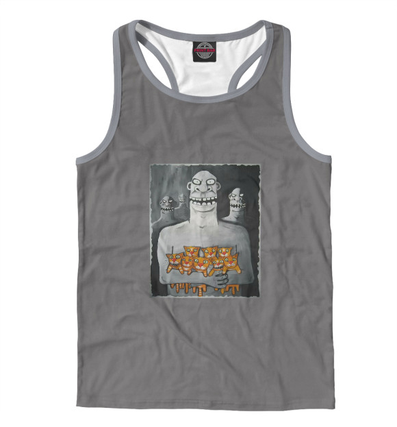 Мужская майка-борцовка с изображением Котики Ы цвета Белый