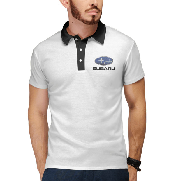 Мужское поло с притом Subaru цвета Белый Мужское поло с изображением Subaru цвета Белый