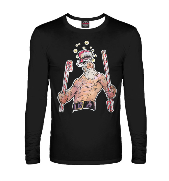 Мужской лонгслив с изображением Cool Santa цвета Белый