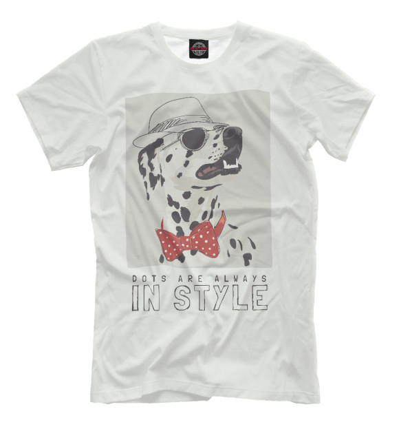Мужская футболка с изображением Далматинец на стиле цвета Белый