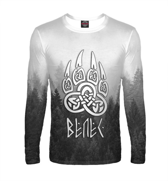 Мужской лонгслив с изображением Велес цвета Белый
