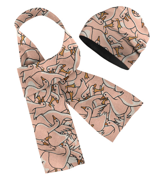 Шарф и шапка с притом Gussi Oglaf цвета Белый Шарф и шапка с изображением Gussi Oglaf цвета Белый