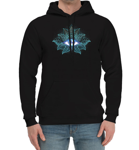 Мужской хлопковый худи с притом Свет души цвета Черный Мужской хлопковый худи с изображением Свет души цвета Черный