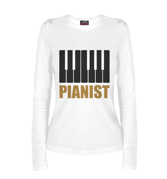 Женский лонгслив с изображением Pianist цвета Белый
