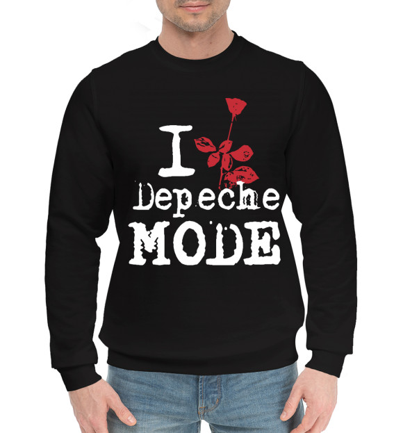 Мужской хлопковый свитшот с изображением Depeche Mode цвета Черный