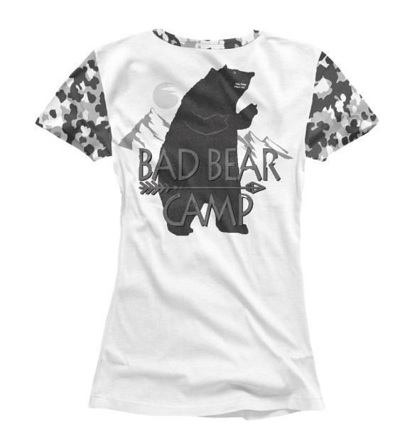 Футболка для девочек с изображением Bad Bear camp цвета Белый