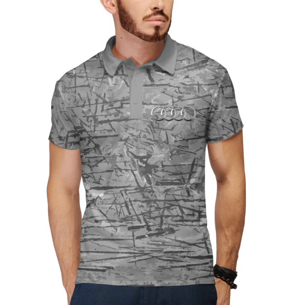 Мужское поло с изображением Audi цвета Белый