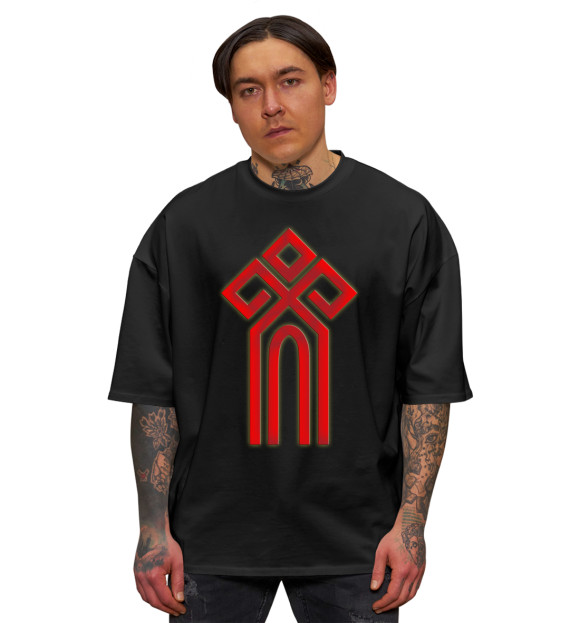 Мужская футболка оверсайз с изображением Оберег Славянский Чур цвета Черный