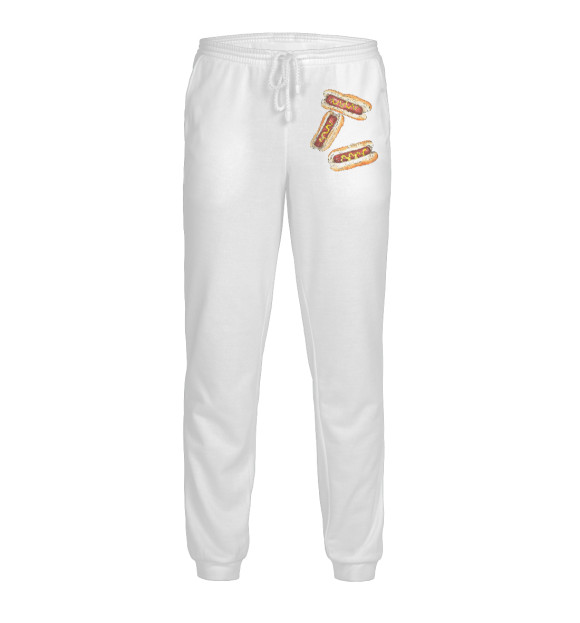 Мужские спортивные штаны с изображением Хот-доги цвета Белый