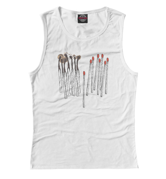 Женская майка с изображением Спички цвета Белый