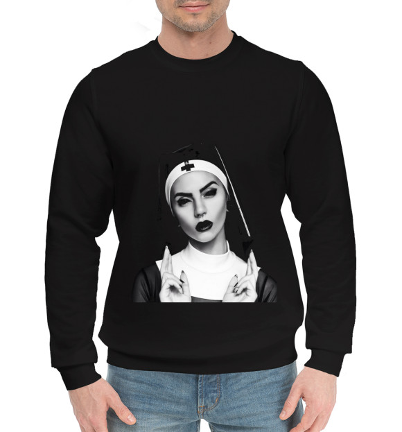 Мужской хлопковый свитшот с изображением NUN цвета Черный