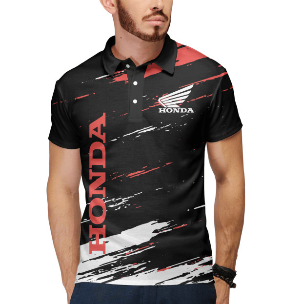 Мужское поло с изображением Honda цвета Белый