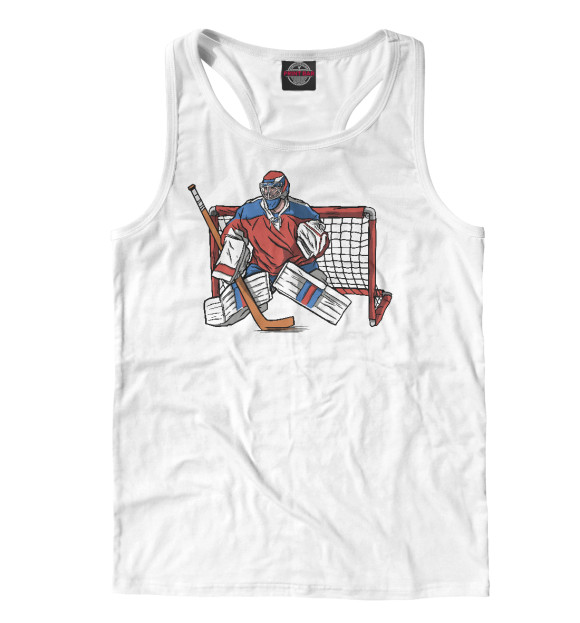 Мужская майка-борцовка с изображением Хоккейный вратарь цвета Белый