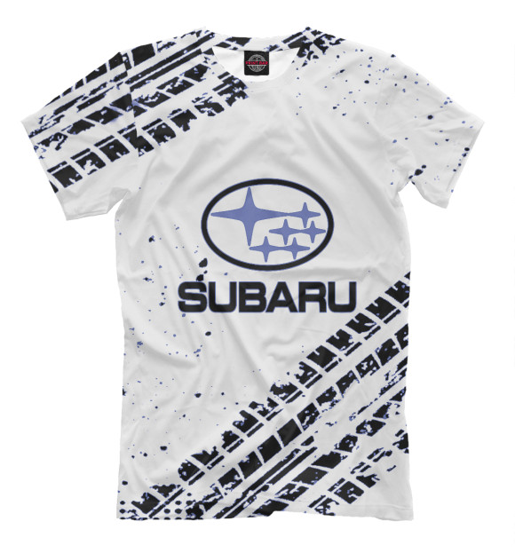 Мужская футболка с изображением Subaru цвета Белый