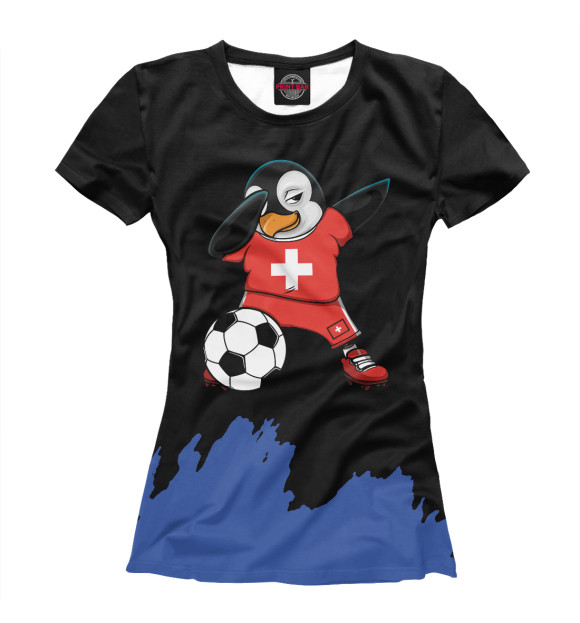 Женская футболка с изображением Dabbing Penguin Switzerland цвета Белый